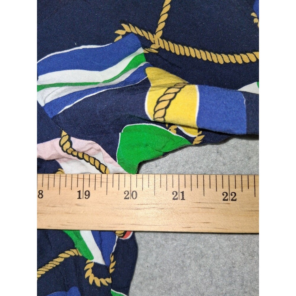 Crown & Ivy Nautical Flag Long Sleeve Blouse Size L Multicolor Coastal Tie Neck - Picture 6 of 10